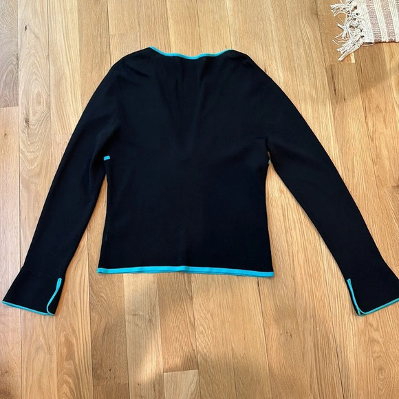 BCBGMaxAzria Cardigan Twee Black Blue Size Large - Picture 4 of 7